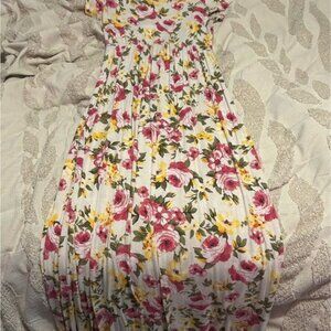 Chris & Carol Floral Dress with Pink and Yellow Accents